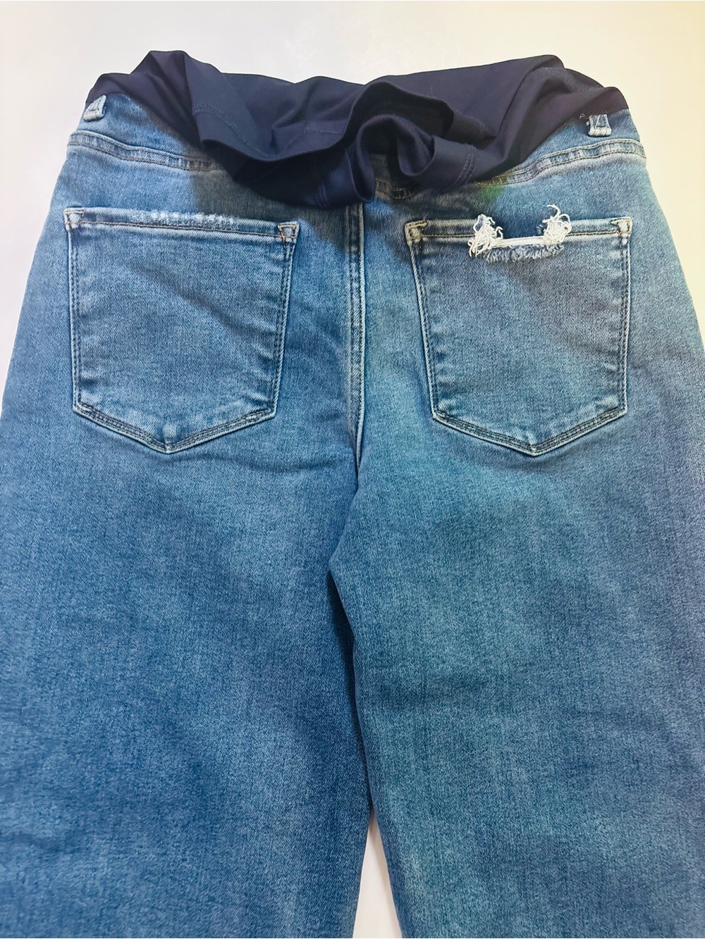 Pinkblush Blue Wide-Leg Maternity Jeans with Navy Knit Waistband - Picture 4 of 4